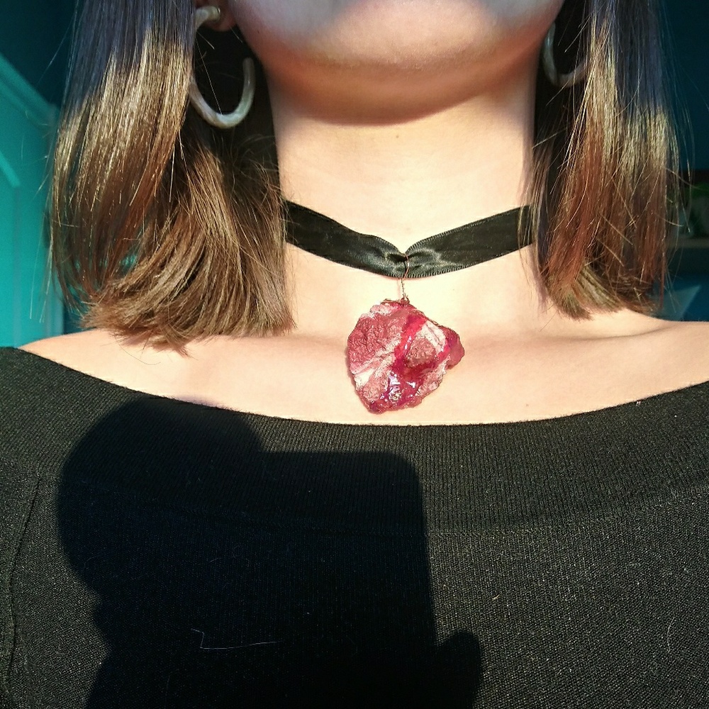 Bloody Human Heart Necklace charm